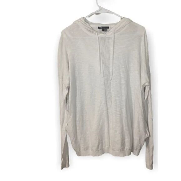 Vince White Soft Long Sleeve Hooded cotton Top Size L - Picture 1 of 7